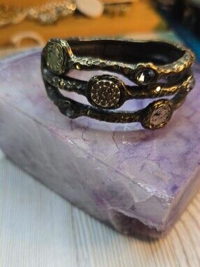 Tat2 Designs Capri 3 Row Coin & Crystal Pave Bangle